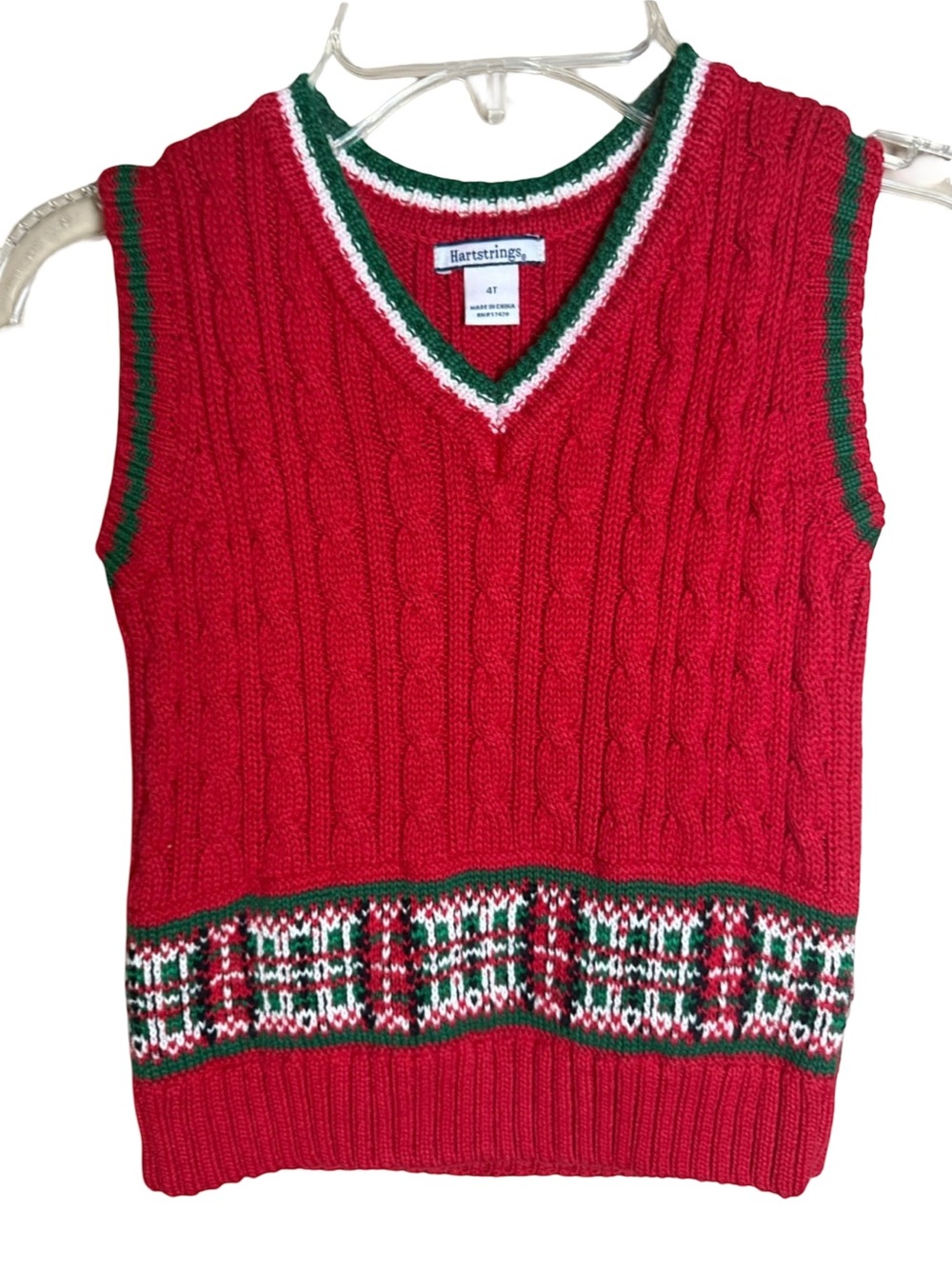 Vintage Hartstrings Red Cable Knit Holiday Sweater Vest Boys 4T